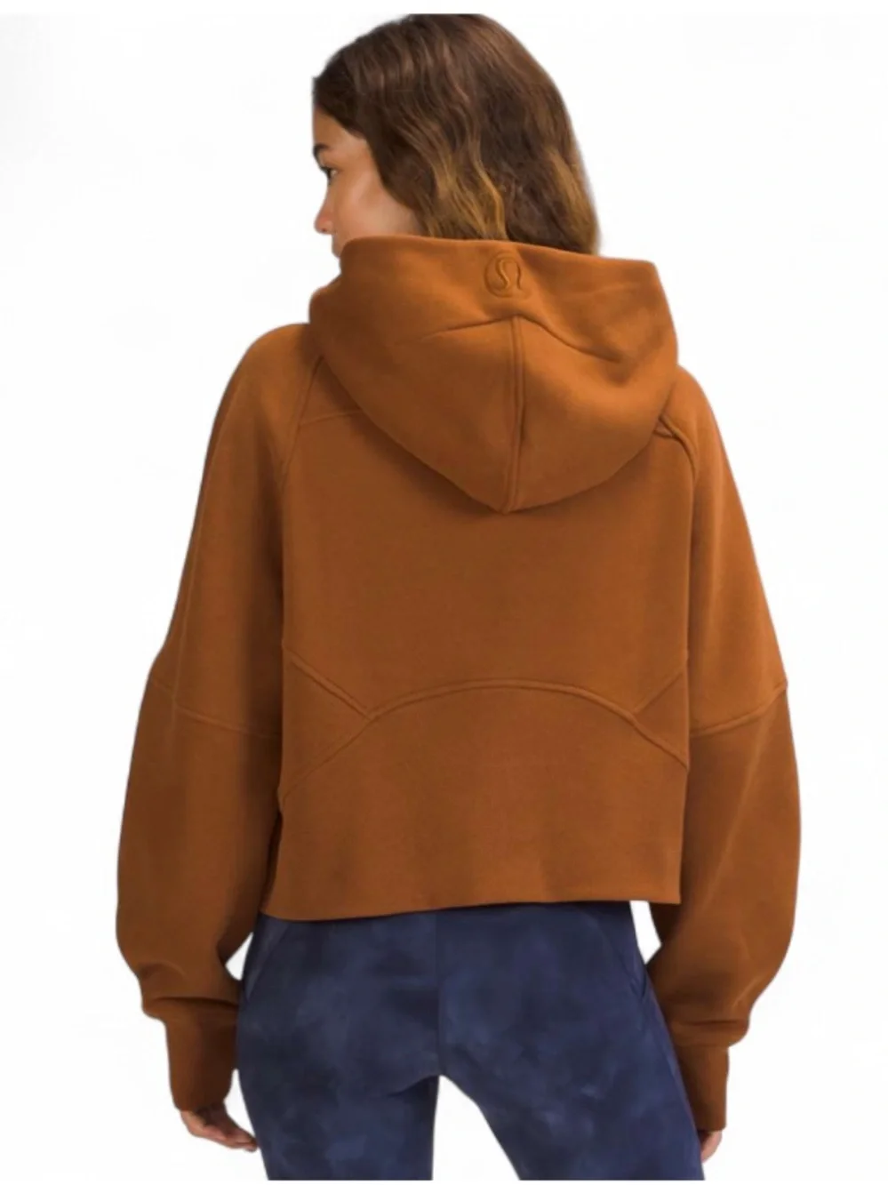 Lululemon Oversized Cropped Scuba Half Zip Hoodie Copper Brown S/XS EUC - Picture 3 of 6